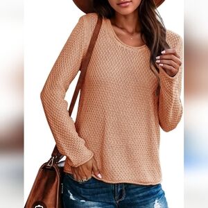 Quinn Women's Peach Knit Crochet Sweater Size Medium
